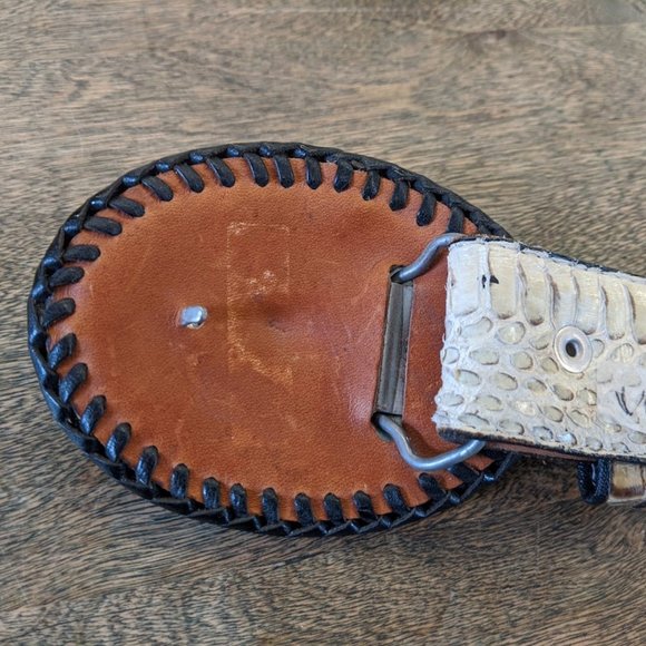 Hand made snake viper belt with fangs - Picture 4 of 5